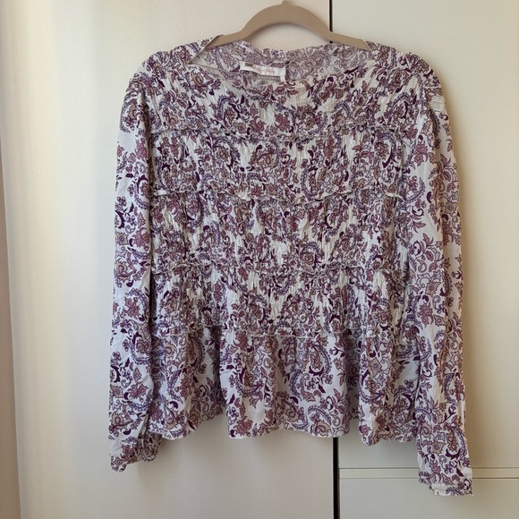 See By Chloe Paisley Smocked Blouse - Purple and White - Picture 4 of 9